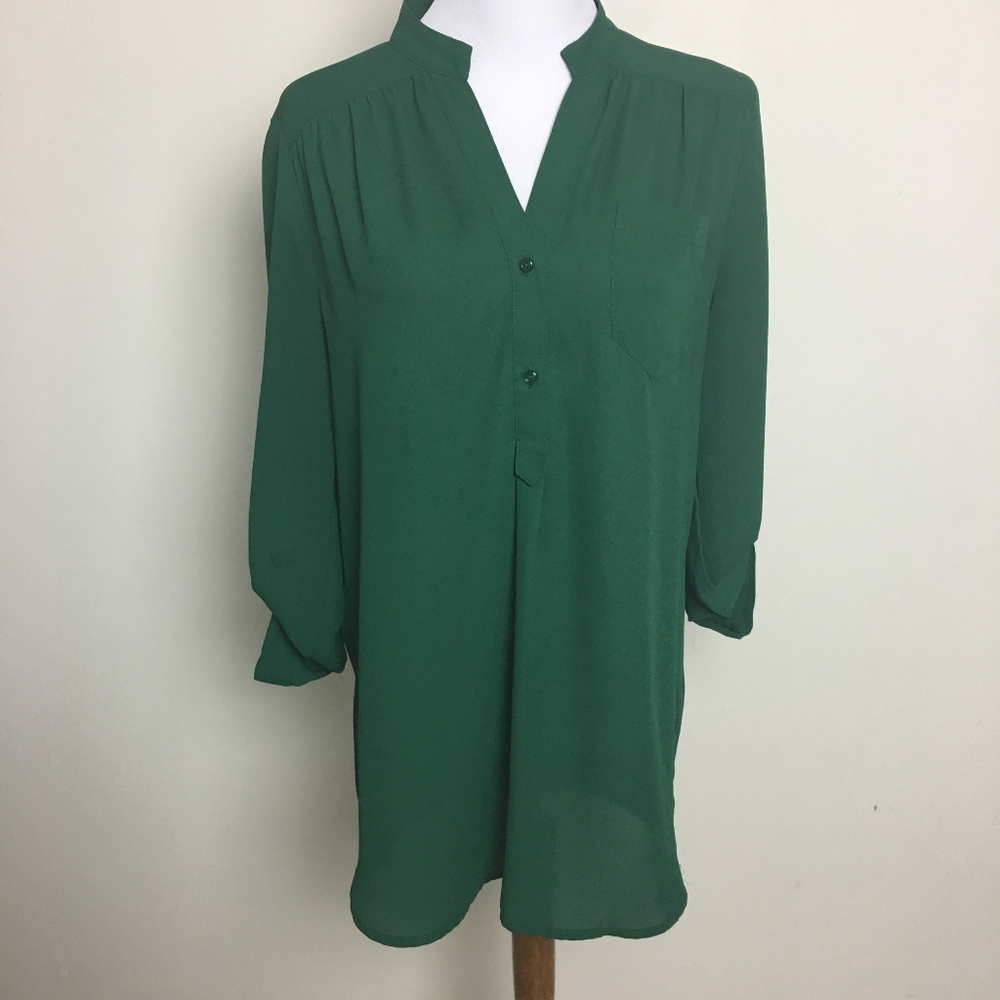 41 Hawthorn Green Colibri Henley Blouse Sz L